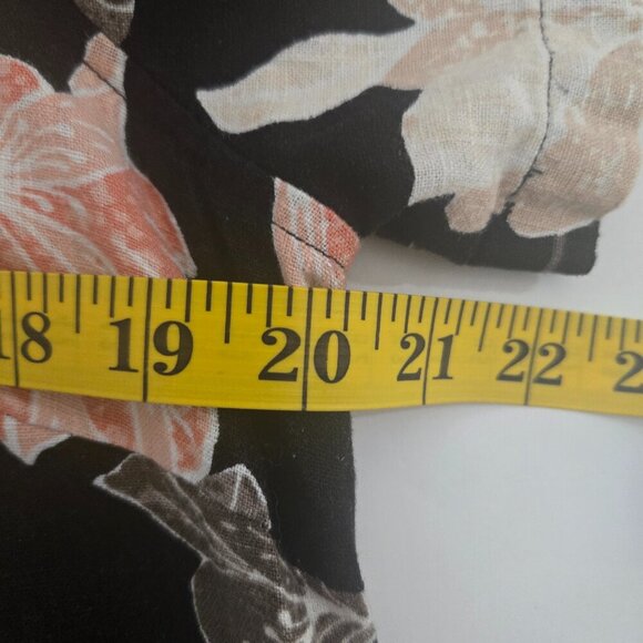 Nicole Miller Linen Blend Shift Short Sleeve Black Floral Dress - Large - Picture 9 of 9